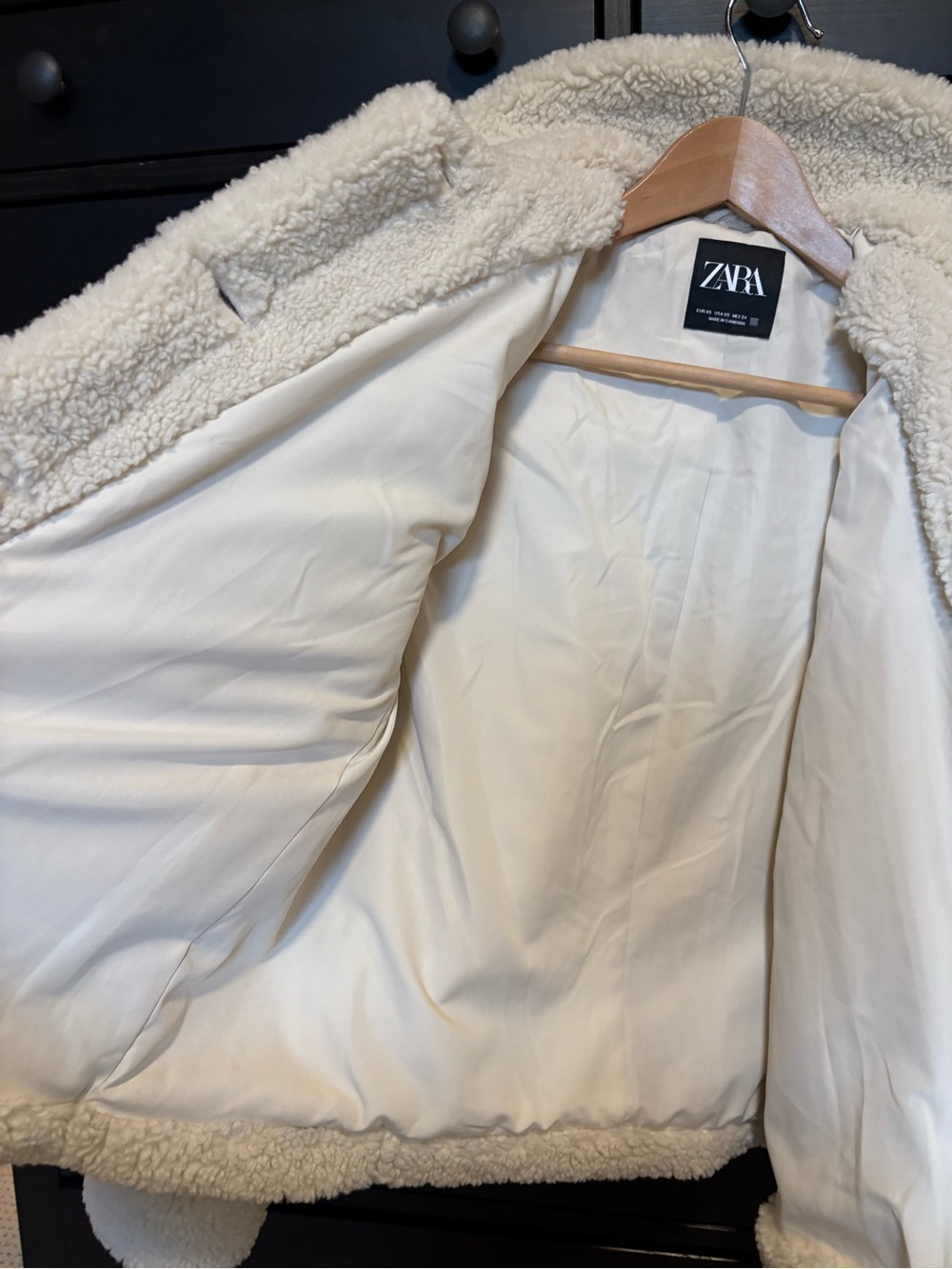 ZARA Women’s XS Cream Sherpa Button-Up Jacket - measurements in pics - Picture 4 of 14